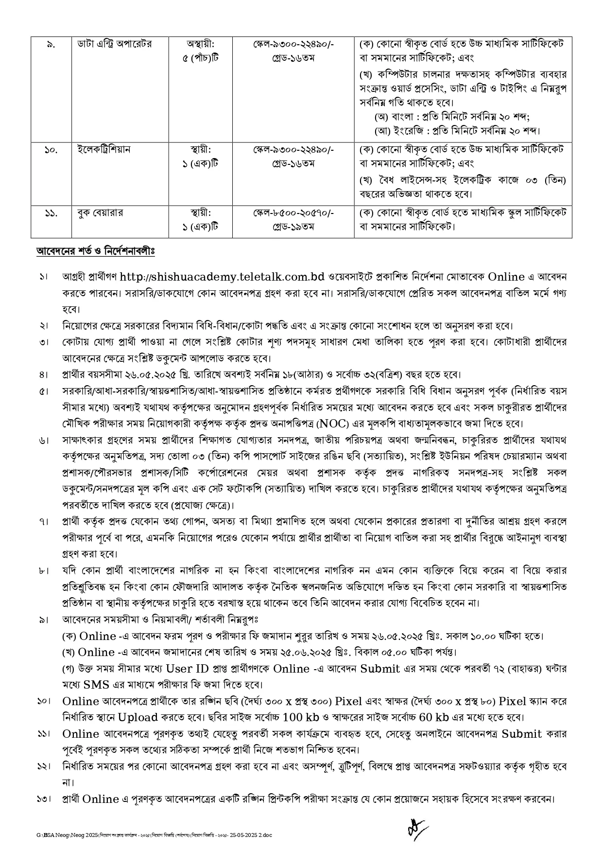 Bangladesh Shishu Academy Job Circular 2025। হিলা ও শিশু বিষয়ক মন্ত্রণালয়ের বড় নিয়োগ। ৩