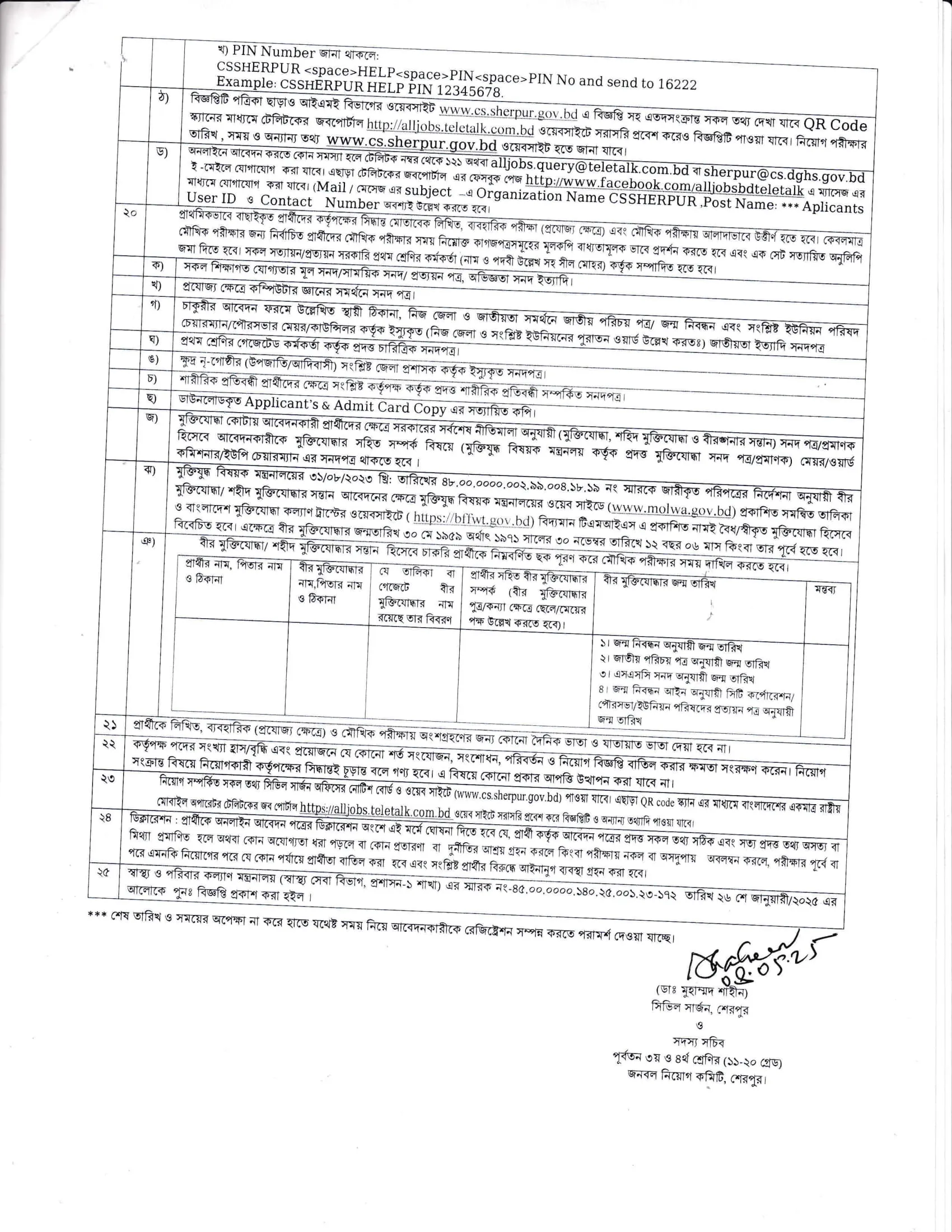 CS Sherpur Job Circular 2025। শেরপুর সিভিল সার্জনের কার্যালয় নিয়োগ বিজ্ঞপ্তি ২০২৫। 3
